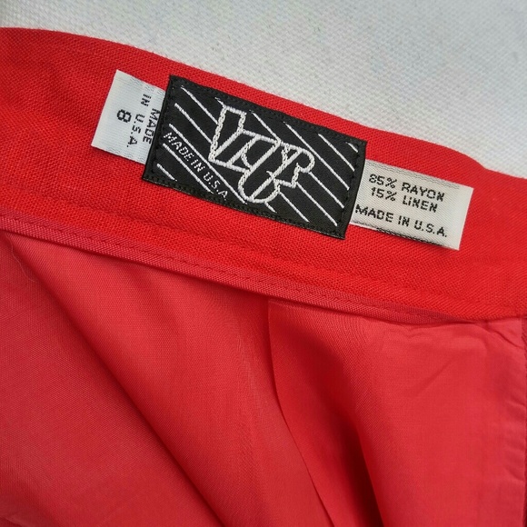 SOLD LGR Vintage Rayon/Linen Red Midi Pencil Skirt - Picture 7 of 8